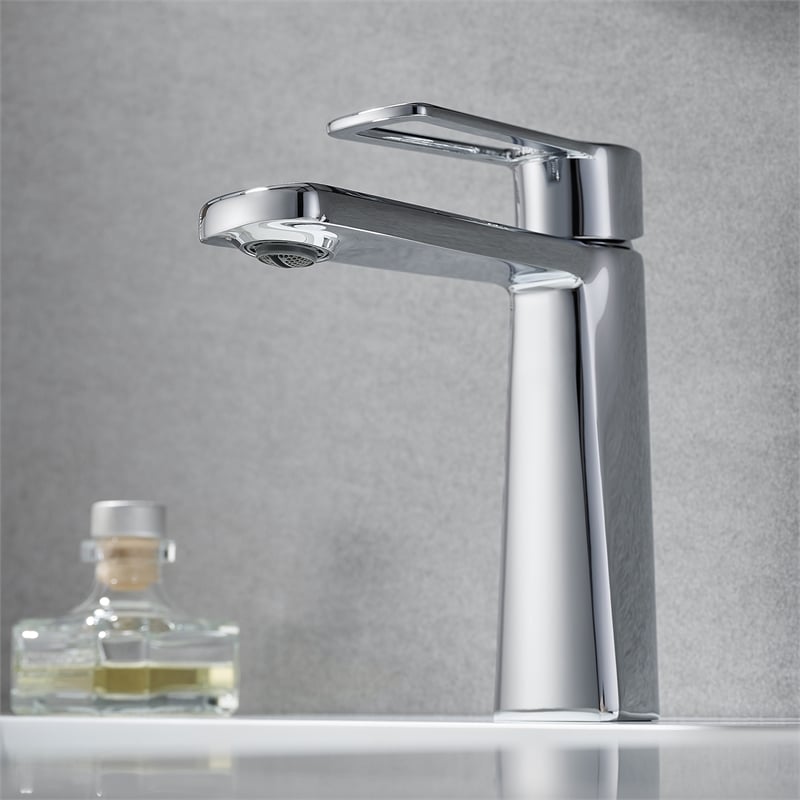 Paula Single Hole Single-Handle Brass Bathroom Faucet in Prolished Chrome