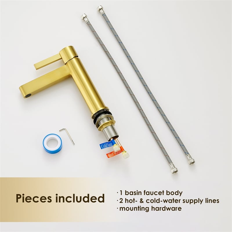Stila Single Hole Single-Handle Brass Bathroom Faucet in Brushed Gold