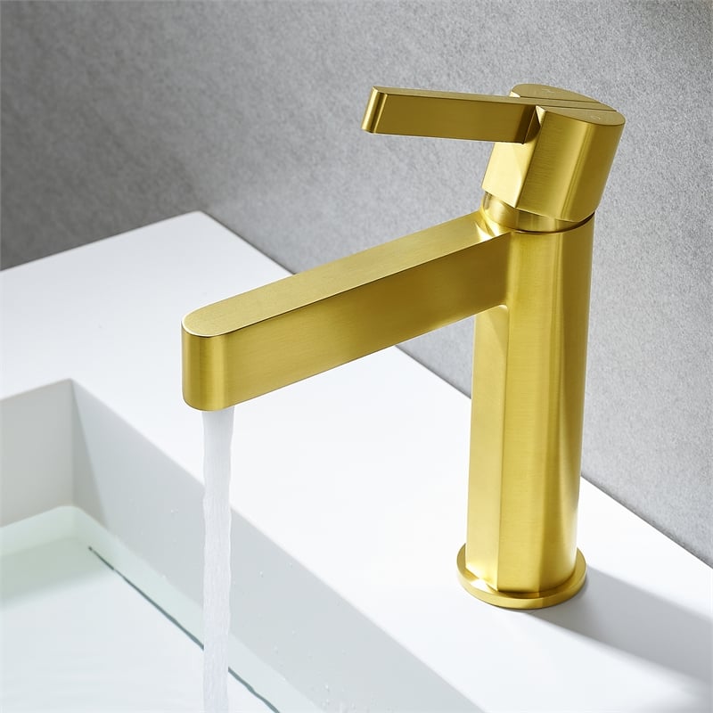 Stila Single Hole Single-Handle Brass Bathroom Faucet in Brushed Gold