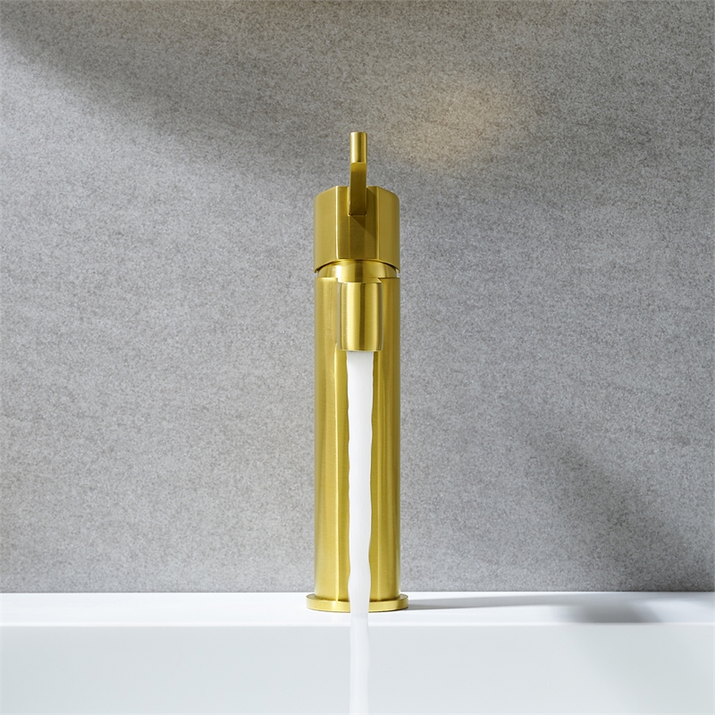 Stila Single Hole Single-Handle Brass Bathroom Faucet in Brushed Gold