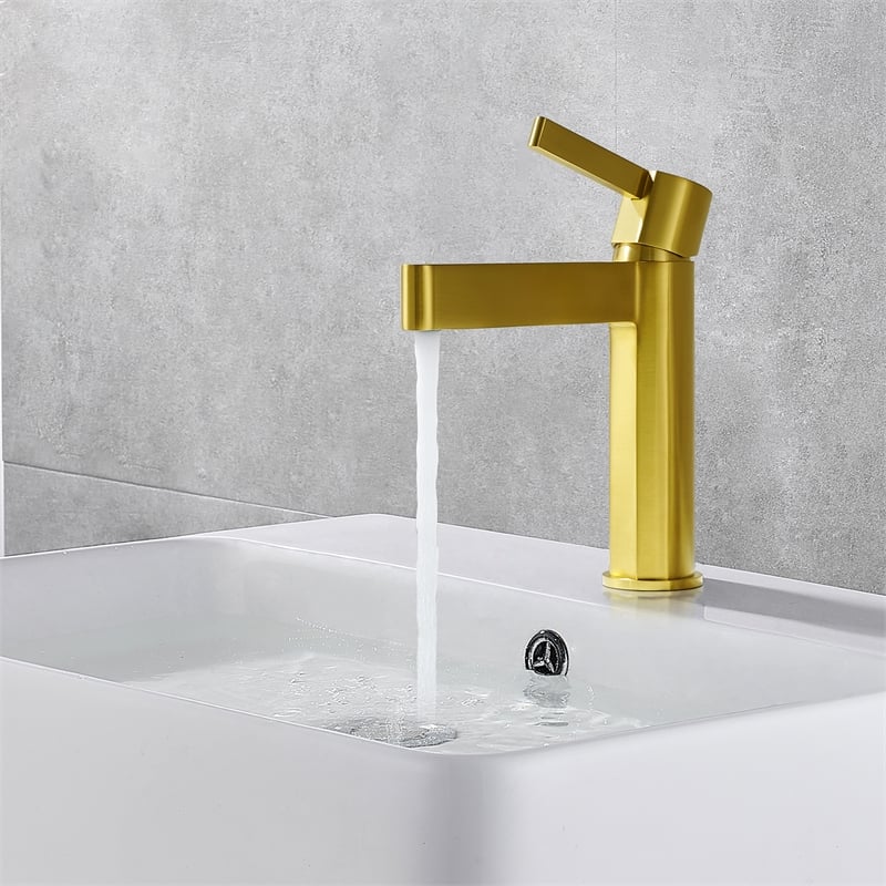 Stila Single Hole Single-Handle Brass Bathroom Faucet in Brushed Gold