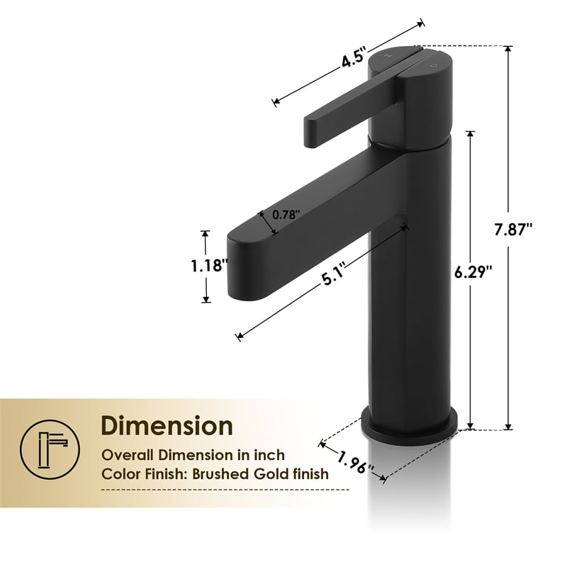 Stila Single Hole Single-Handle Brass Bathroom Faucet in Matte Black