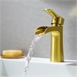 Single Hole Single-Handle Brass Waterfall Bathroom Faucet in Brushed Gold