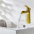 Single Hole Single-Handle Brass Waterfall Bathroom Faucet in Brushed Gold