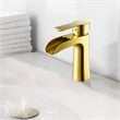Single Hole Single-Handle Brass Waterfall Bathroom Faucet in Brushed Gold