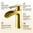 Single Hole Single-Handle Brass Waterfall Bathroom Faucet in Brushed Gold