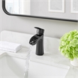 Tatcha Single Hole Single-Handle Brass Waterfall Bathroom Faucet in Matte Black