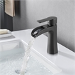 Tatcha Single Hole Single-Handle Brass Waterfall Bathroom Faucet in Matte Black