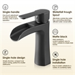 Tatcha Single Hole Single-Handle Brass Waterfall Bathroom Faucet in Matte Black