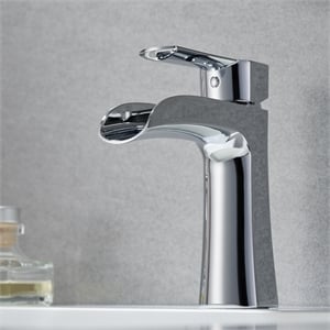 Tatcha Polished Chrome Single Hole Single-Handle Brass Waterfall Bathroom Faucet