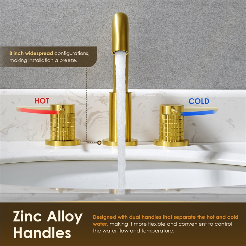 Versace 8. in Widespread 2-Handle Brass Bathroom Faucet in Brushed Gold