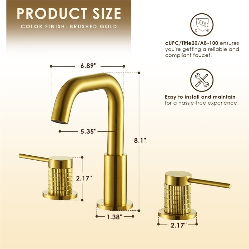 Versace 8. in Widespread 2-Handle Brass Bathroom Faucet in Brushed Gold