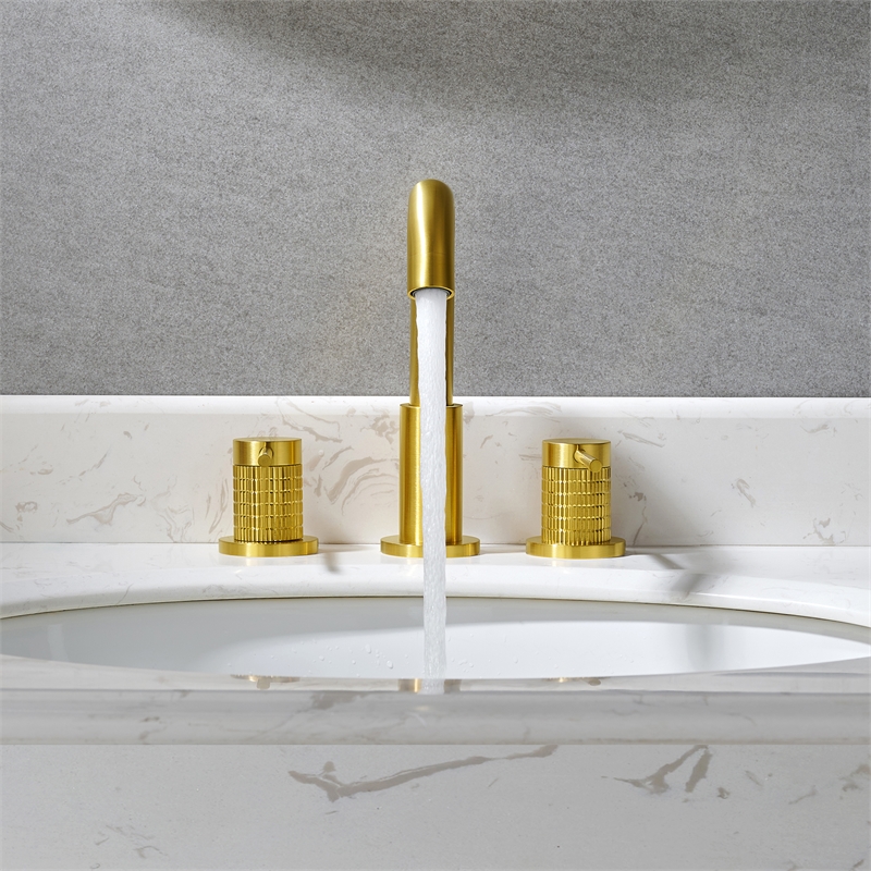 Versace 8. in Widespread 2-Handle Brass Bathroom Faucet in Brushed Gold