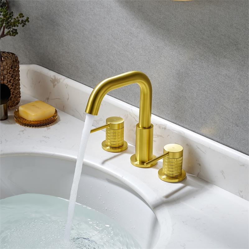 Versace 8. in Widespread 2-Handle Brass Bathroom Faucet in Brushed Gold