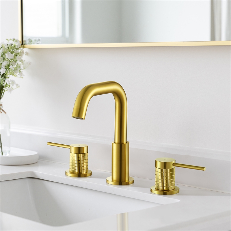 Versace 8. in Widespread 2-Handle Brass Bathroom Faucet in Brushed Gold