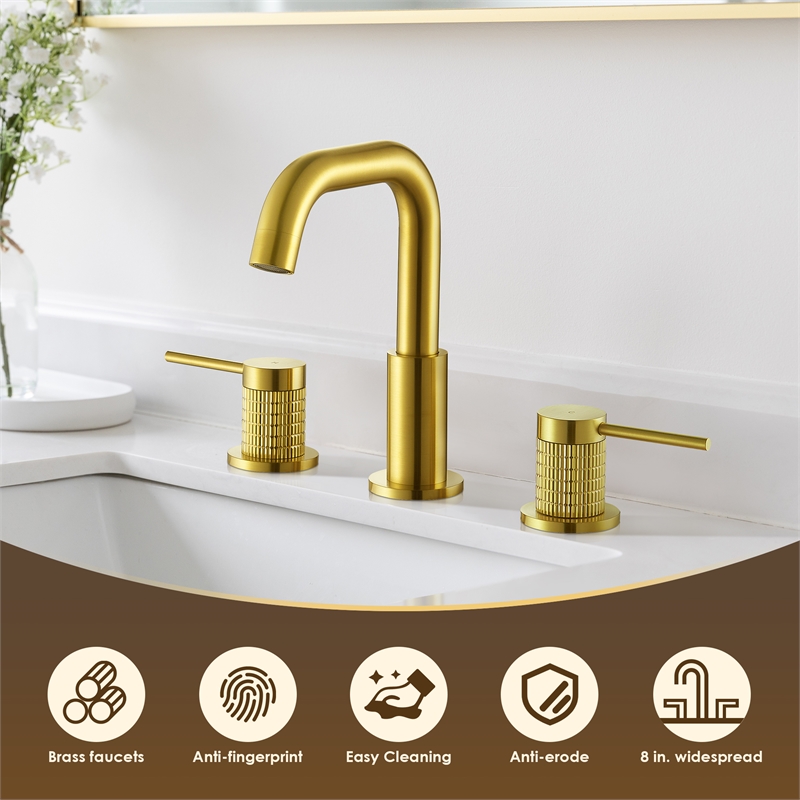 Versace 8. in Widespread 2-Handle Brass Bathroom Faucet in Brushed Gold