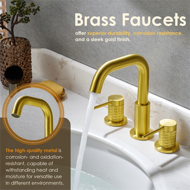 Versace 8. in Widespread 2-Handle Brass Bathroom Faucet in Brushed Gold