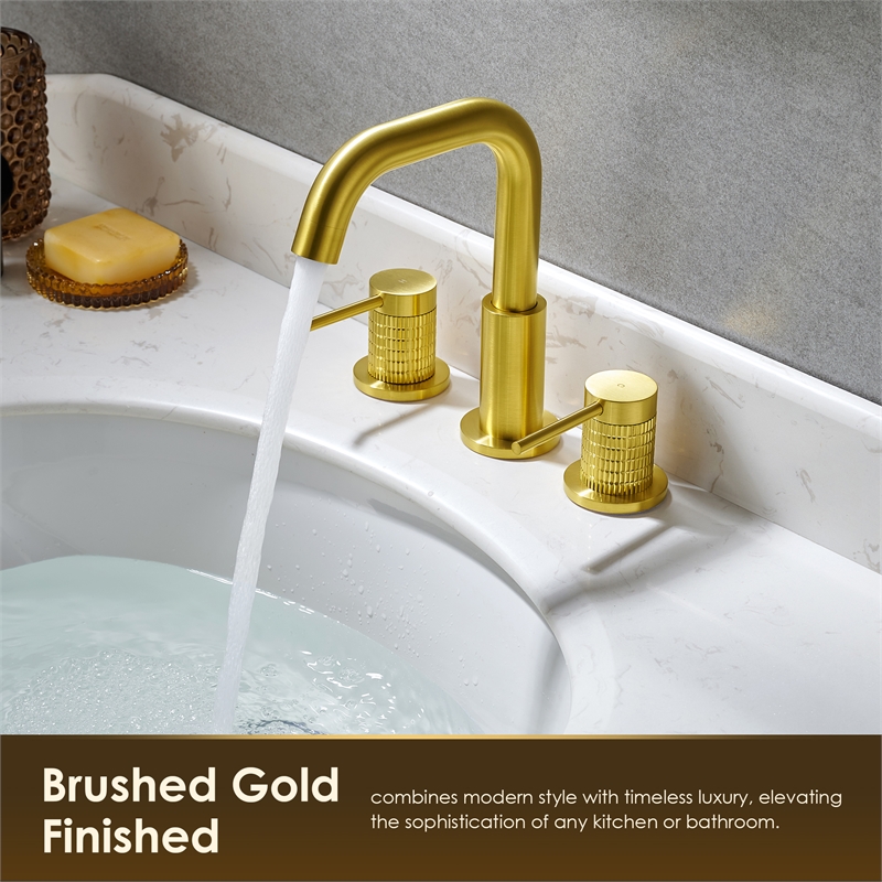 Versace 8. in Widespread 2-Handle Brass Bathroom Faucet in Brushed Gold