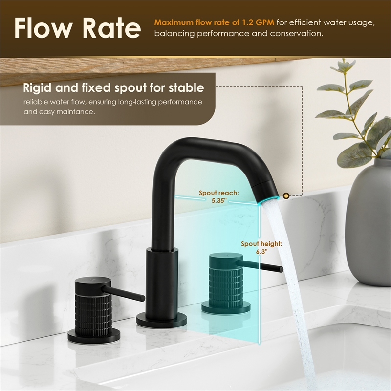 Versace 8. in Widespread 2-Handle Brass Bathroom Faucet in Matte Black