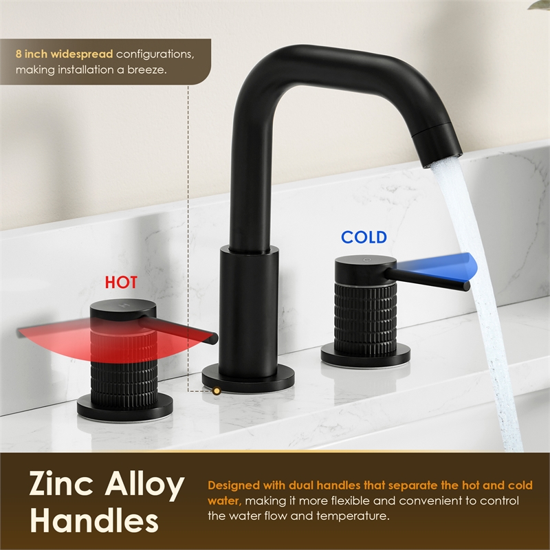 Versace 8. in Widespread 2-Handle Brass Bathroom Faucet in Matte Black