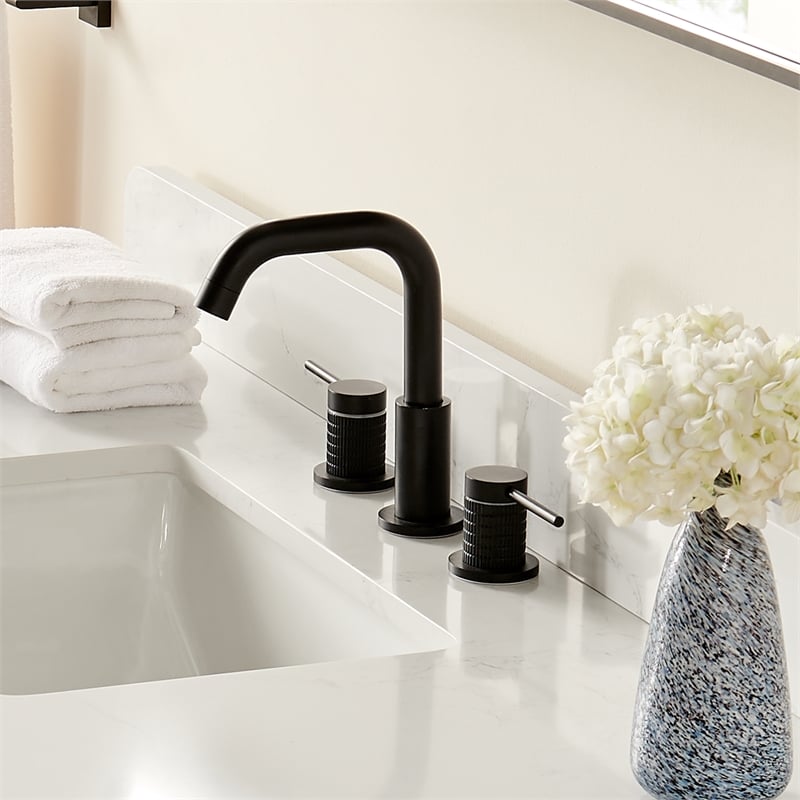 Versace 8. in Widespread 2-Handle Brass Bathroom Faucet in Matte Black