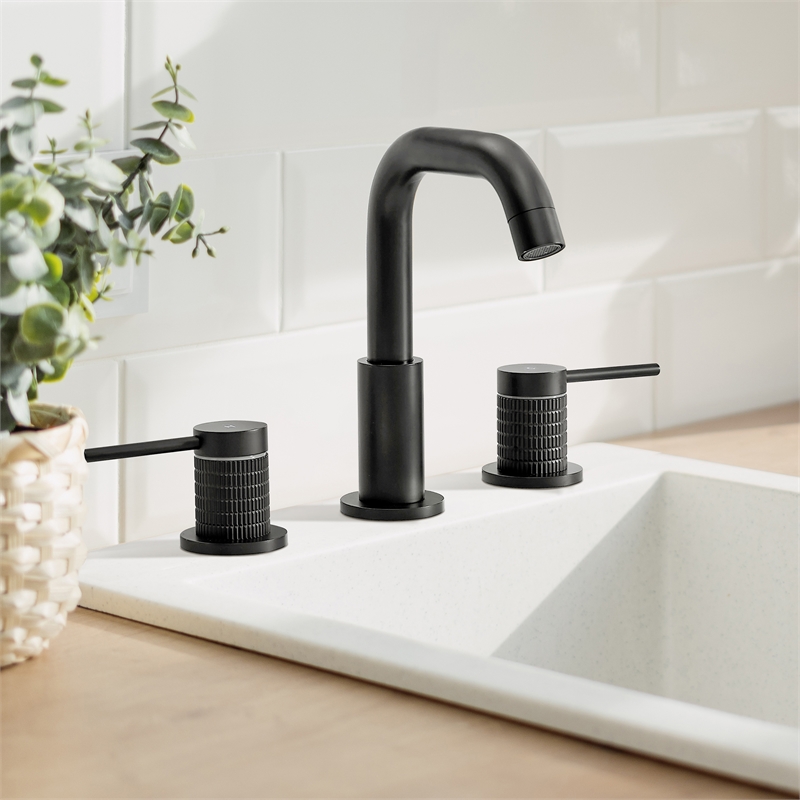 Versace 8. in Widespread 2-Handle Brass Bathroom Faucet in Matte Black