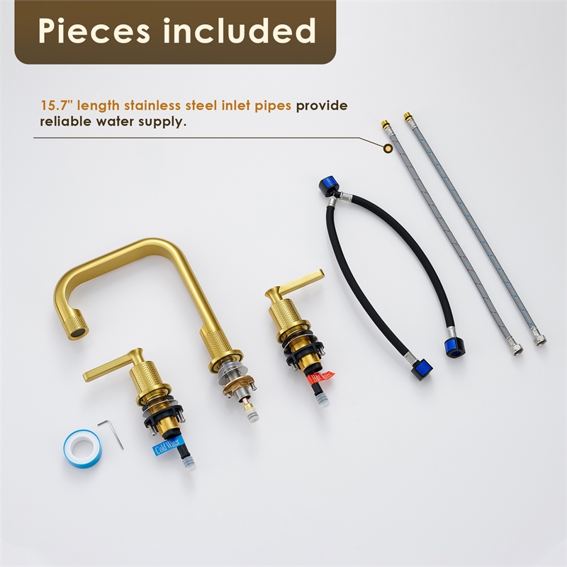 Wishful 8. in Widespread 2-Handle Brass Bathroom Faucet in Brushed Gold