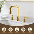 Wishful 8. in Widespread 2-Handle Brass Bathroom Faucet in Brushed Gold