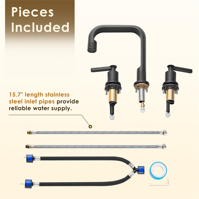 Wishful 8. in Widespread 2-Handle Brass Bathroom Faucet in Matte Black