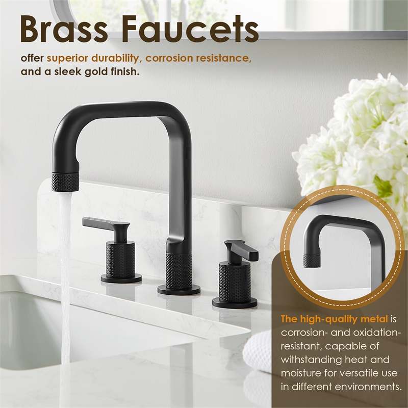 Wishful 8. in Widespread 2-Handle Brass Bathroom Faucet in Matte Black