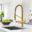 Nette Single-Handle Brass Kitchen Faucet with Pull Down Sprayer in Brushed Gold