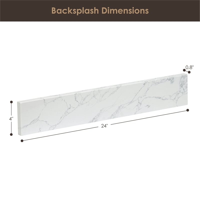 Fondis 24 in.W Engineered Stone Vanity Backsplash in Grain White