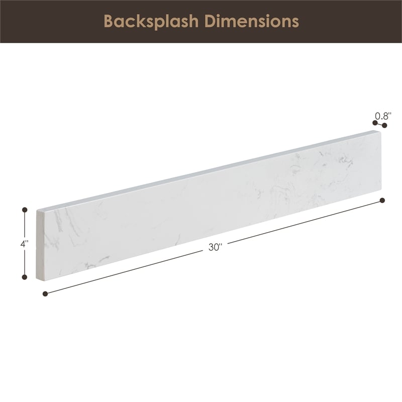 Fondis 30 in.W Engineered Stone Vanity Backsplash in Aosta White