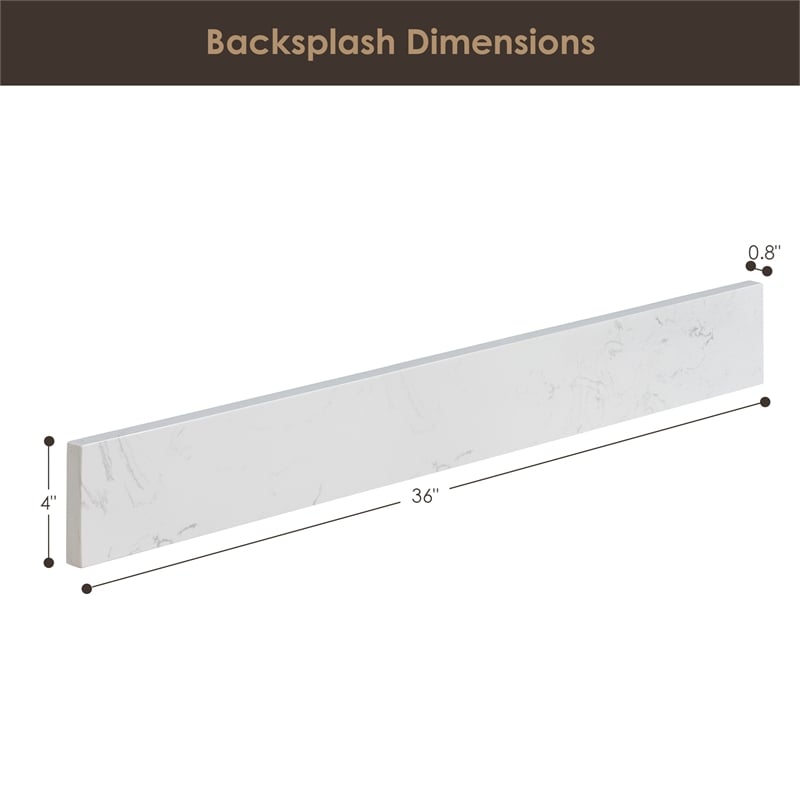 Fondis 36 in.W Engineered Stone Vanity Backsplash in Aosta White