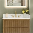 Fondis 36 in.W Engineered Stone Vanity Backsplash in Grain White