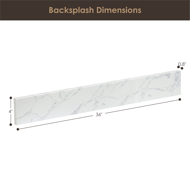 Fondis 36 in.W Engineered Stone Vanity Backsplash in Grain White