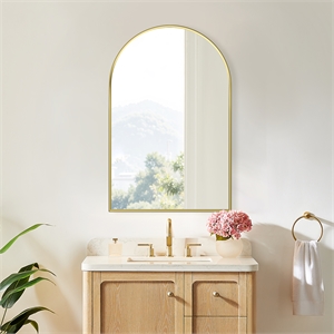Benoni 24&quot Domed Bathroom/Vanity Brushed Gold Aluminum Framed Wall Mirror