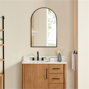 Benoni 24&quot Domed Bathroom/Vanity Matt Black Aluminum Framed Wall Mirror