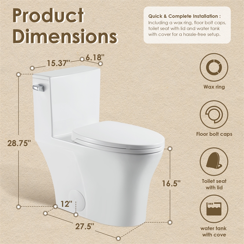 Soroca Side-Flush Elongated One-Piece White Ceramic Toilet with ADA Chair Height