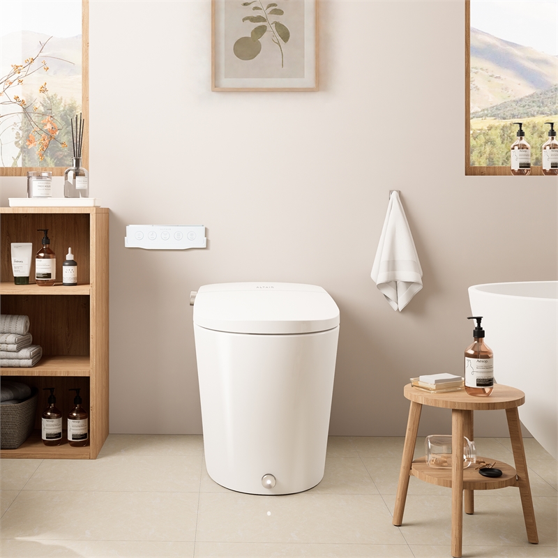 Natalie White Ceramic Smart Toilet with Tank Flush Bidet Wash Auto Open Lid