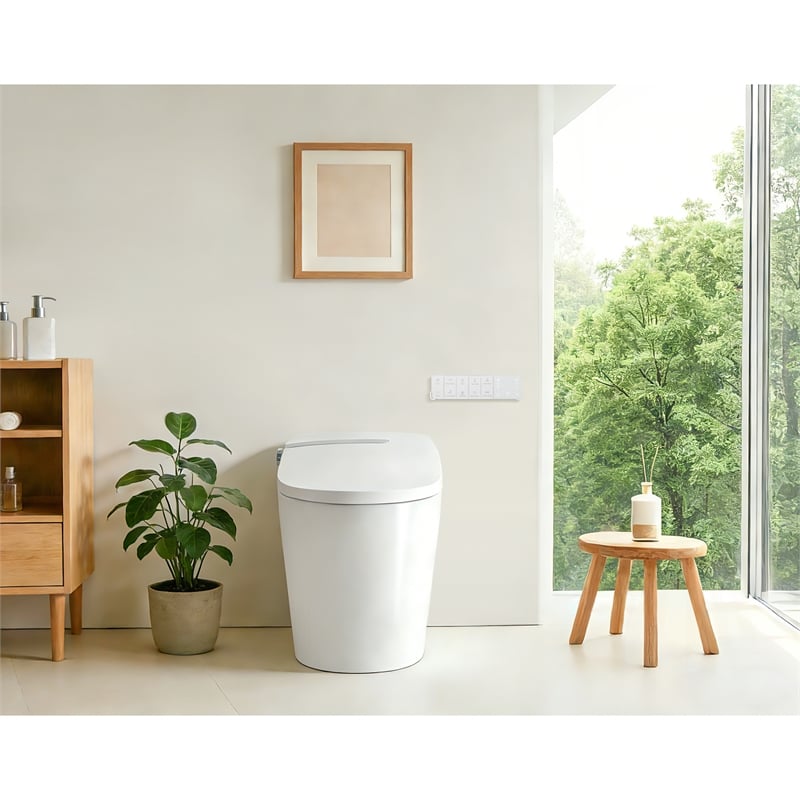 Marcel White Ceramic Smart Toilet with Tankless Flush Bidet Wash Auto Flush