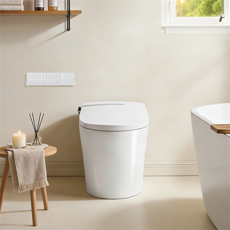 Marcel White Ceramic Smart Toilet with Tankless Flush Bidet Wash Auto Flush