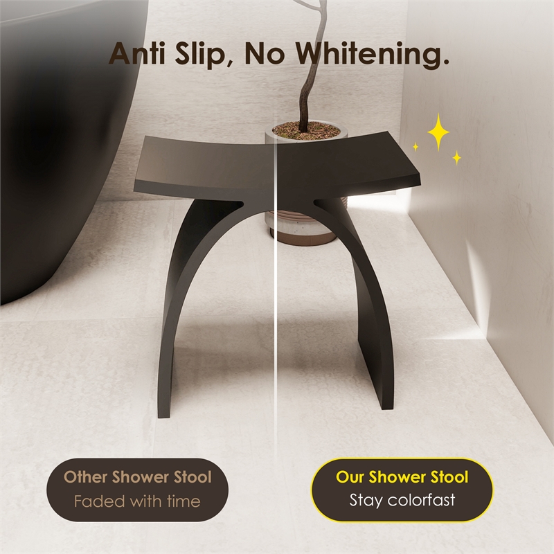 Camille 16.7 in. x 9.1 in. Resin Solid Surface Shower Stool in Matte Black