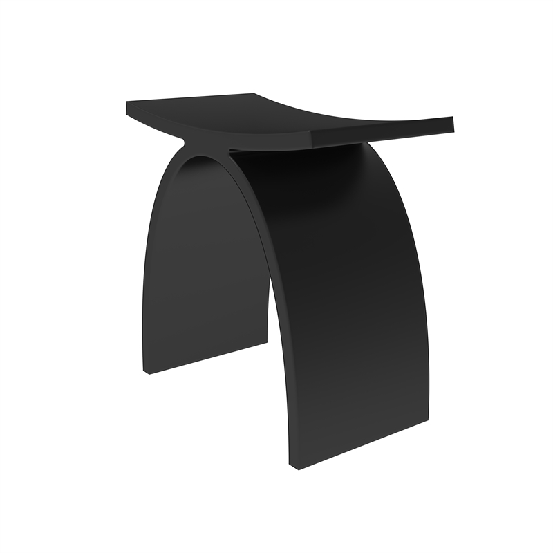 Camille 16.7 in. x 9.1 in. Resin Solid Surface Shower Stool in Matte Black