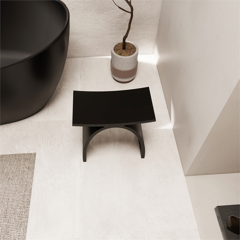 Camille 16.7 in. x 9.1 in. Resin Solid Surface Shower Stool in Matte Black