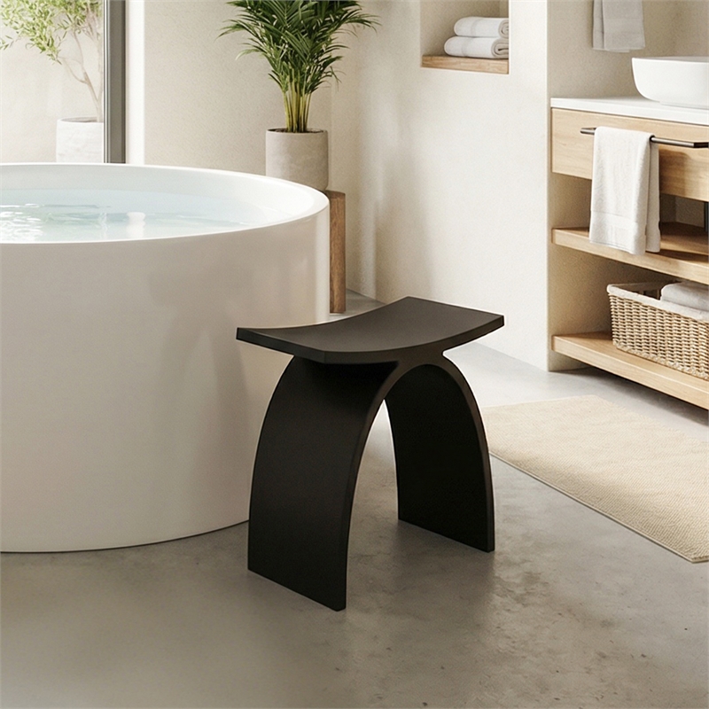 Camille 16.7 in. x 9.1 in. Resin Solid Surface Shower Stool in Matte Black