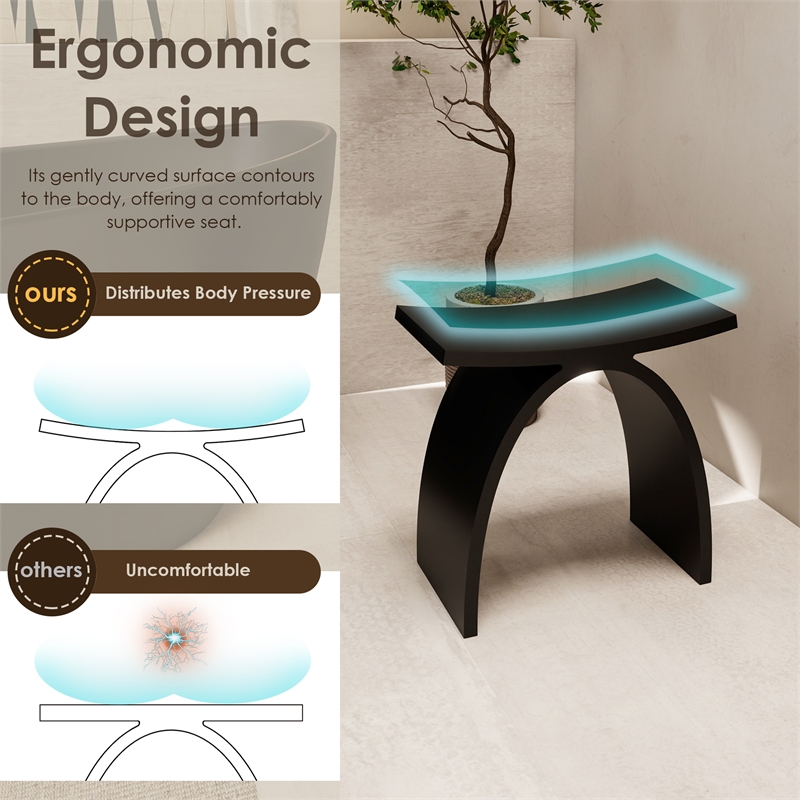 Camille 16.7 in. x 9.1 in. Resin Solid Surface Shower Stool in Matte Black