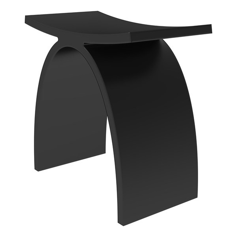 Camille 16.7 in. x 9.1 in. Resin Solid Surface Shower Stool in Matte Black