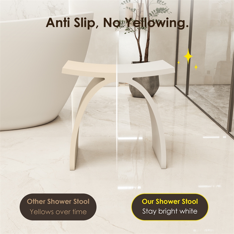 Camille 16.7 in. x 9.1 in. Resin Solid Surface Shower Stool in Matte White