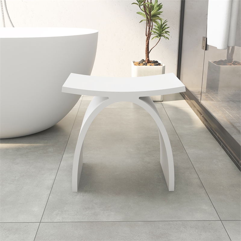 Camille 16.7 in. x 9.1 in. Resin Solid Surface Shower Stool in Matte White
